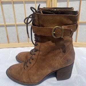 Women’s Bjorn Stylish Brown Lace-Up Boots with Side Zip